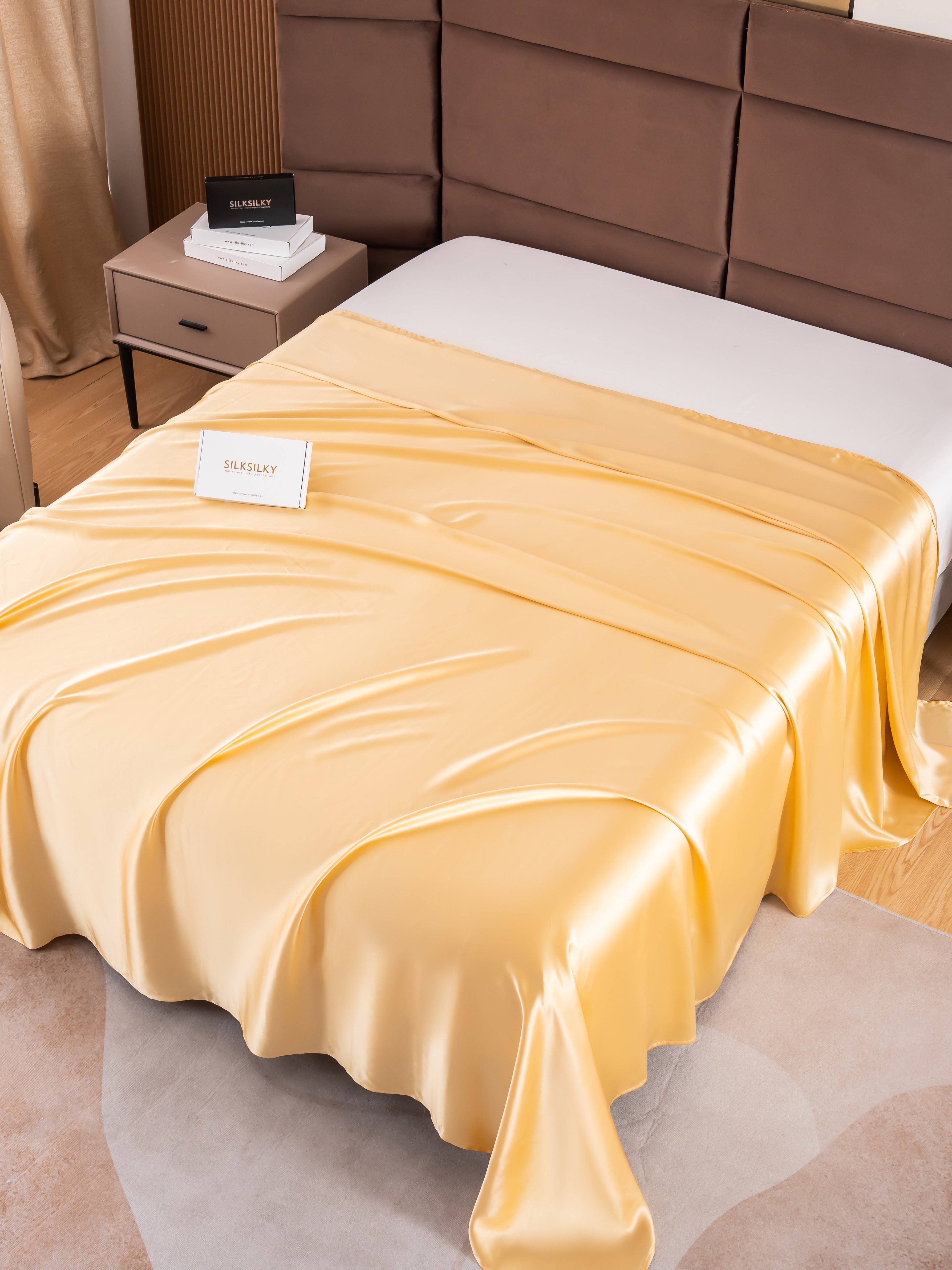 SilkSilky FI 19Momme Pure Silk Sheet Samppanja 003